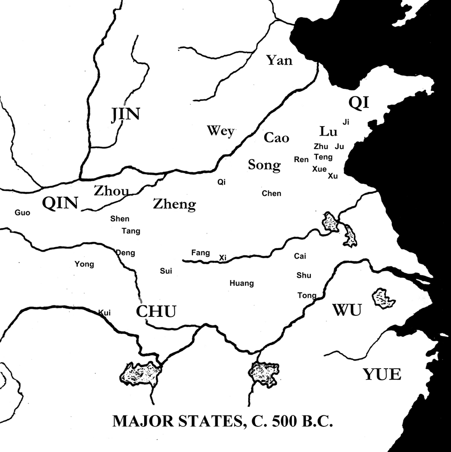 Map of China in the time of Confucius